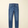 stretch men's jeans in faded blue — main
