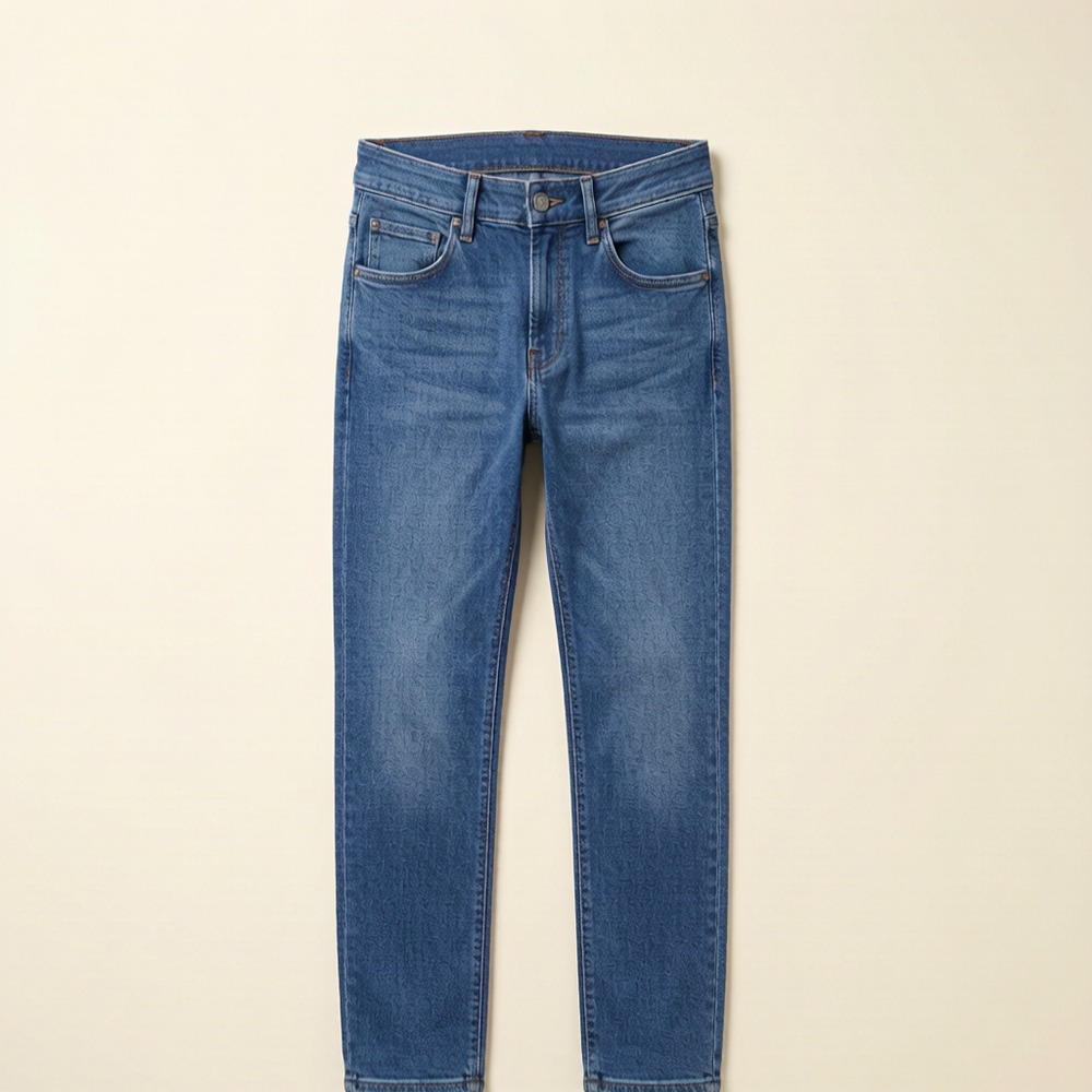 stretch men's jeans in faded blue