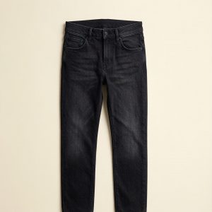 slim men's jeans in washed black — main